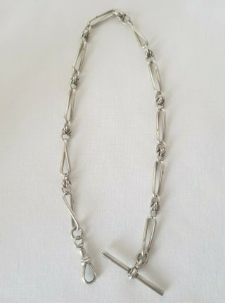 Good Hallmarked Sterling Silver Albert Watch Chain - 1927