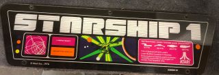 Atari Starship 1 Arcade Game Marquee Plexiglass 19 3/8” X 5 1/2”