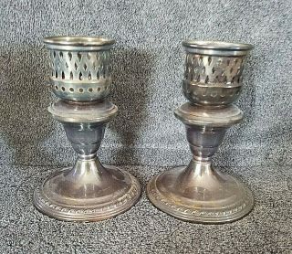 La Pierre Sterling Silver Candle Holders W/ Screw - In Glass Shade Holders