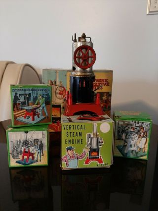 Vintage Marx Toy Set Vertical Steam Engine 3 Operative Accessories