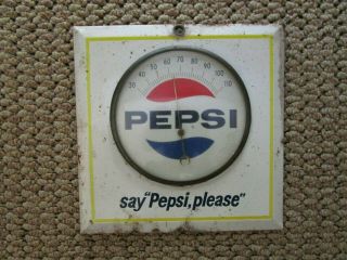 Vintage Pepsi Cola Advertising Tin Thermometer