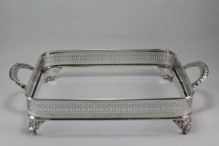 Vintage Ornate Rogers Rectangular Silver Plate Hot Dish Holder Rack Stand Handle
