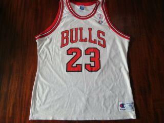 Vintage 90s Michael Jordan Chicago Bulls White Nba Champion Jersey 23 Size Xl48