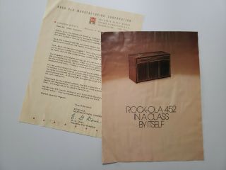 Vintage Rock - Ola Model 452 Phonograph Jukebox Sales Brochure With Letter