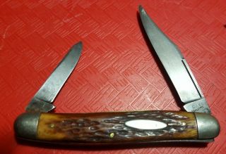 Early 06247 S Case Bradford Pa 1914 - 1919 Stockman W/spey Stamp Bone Pocket Knife