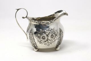 A Heavy Antique Edwardian C1903 Solid Silver Embossed Cream Jug 67g 27468