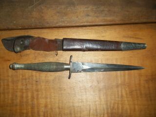 Vntg Fairbairn Sykes Fighting Knife Wilkinson Sword Co.  London Dagger W/ Sheath