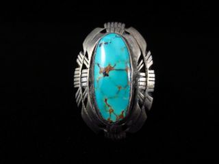 Vintage Navajo Ring - Large Sterling Silver And Turquoise - Beatrice Kee