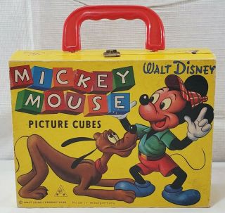 Vintage Walt Disney Mickey Mouse Picture Cubes Puzzle Made In West Germany