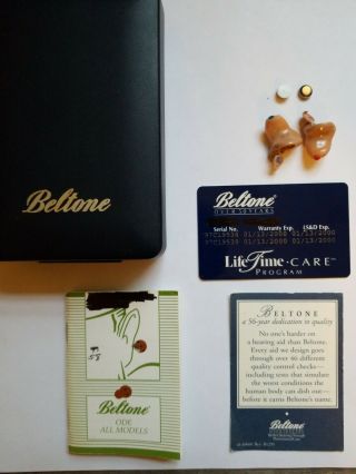 Vintage Beltone Hearing Aid Edo Series In Canal.  One Owner Left And Right