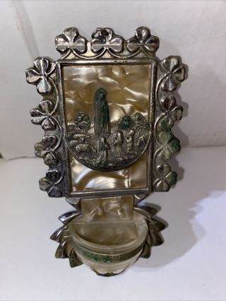 Vintage Holy Water Font 5” Virgin Mary Fatima