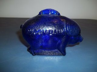 Cobalt Blue Glass Piggy Bank Complete With Tail