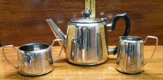 Vintage Epns 1 - 1/2 Pint Silver Plated 3 Piece Tea Set Pot - Sugar - Creamer England