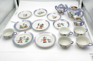 Vintage Japanese Mickey Mouse 16 Piece Childrens Porcelain 1930s Tea Set 9049