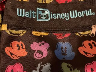 Walt Disney World Mickey Mouse Backpack Bag Black Rainbow Colorful Silhouette