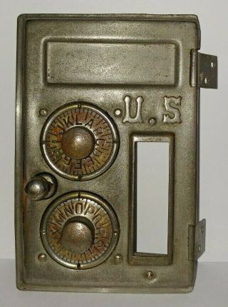 (lo) Antique U.  S.  Mail Post Office Box Door Keyless Lock Co Size 1 No Glass