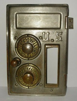 (gm) Antique U.  S.  Mail Post Office Box Door Keyless Lock Co Size 1 No Glass