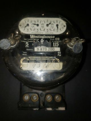 1920s Vintage Westinghouse Ob Electric Meter 5 Amp 115 Volts