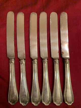 Reed And Barton Hepplewhite Sterling Silver Six 8 7/8 " Knives Mono Sfh