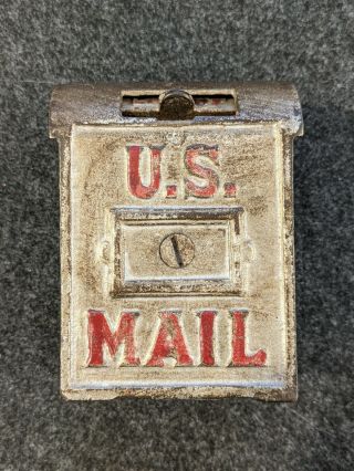 Great Old Cast Iron " U.  S.  Mail " Mailbox Still Bank C.  1904 - 1910