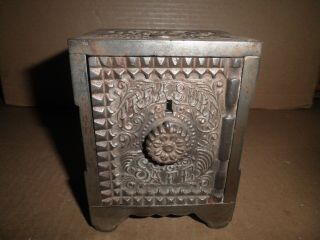 Great Old Cast Iron Treasure Safe Key Combination Safe Still Bank 1897