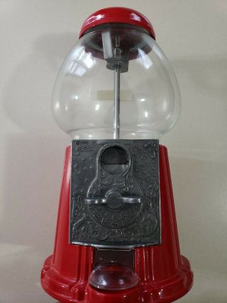 Vintage Red Carousel Bubble Gum Machine Cast Metal Glass Globe 1985 No 01 Junior