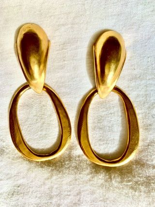 Donna Karan Or Robert Lee Morris Vintage Clip - On Gold Plated Earrings.