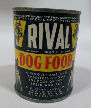 Vintage Rival Dog Food Tin Can Coin Bank Promotion - 3