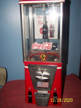 Vintage Oak Gumball Machine Themed In Coca Cola