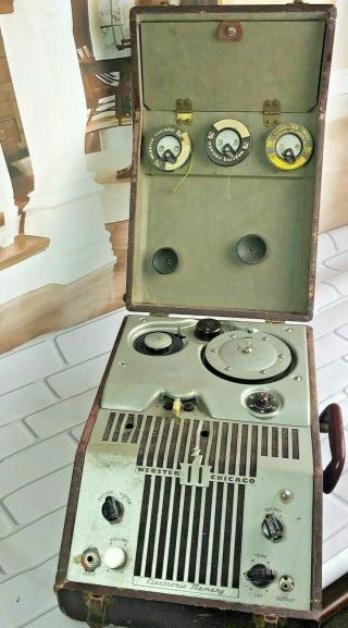 Vtg Webster - Chicago 180 - 1 Wire Recorder No Power Cord Chicago Illinois
