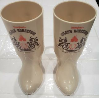 Vintage Disney Disneyland Golden Horseshoe 6 " Souvenir Cowboy Boot Mugs Set Of 2