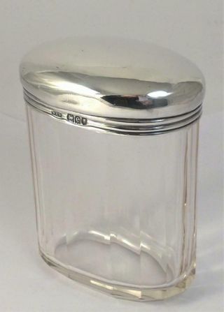 Victorian Hallmarked Sterling Silver Lidded Glass Vanity Jar – 1900 (178g)