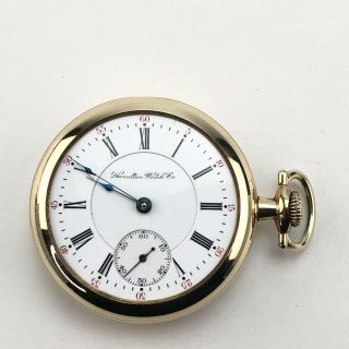 Vintage Hamilton Grade 925 Model 2 Size 18 17j Gold Plate Pocket Watch