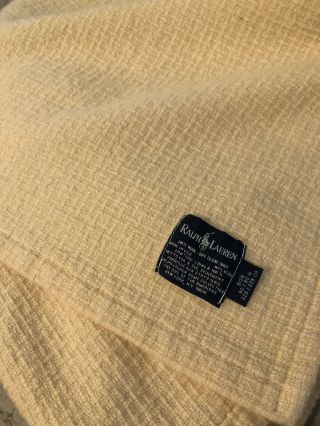 Vintage Polo Ralph lauren Wool Blanket 90x90 Tan Beige Made In USA 2