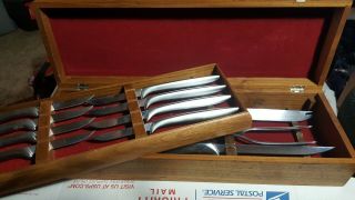 Vtg Gerber Legendary Blades Carving Set 8 Miming Steak Knives 3 Pc Carving Knife