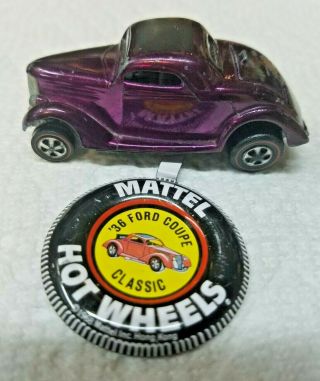 Hot Wheels Vintage Redline 1968 36 Classic Ford Coupe W/button