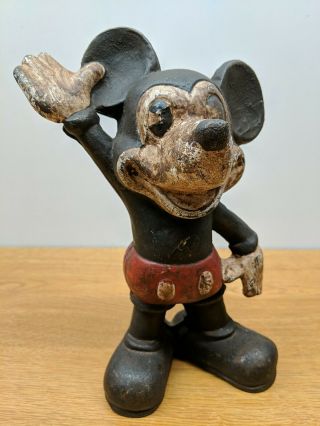 Vintage Cast Iron Coin Bank Large Mickey Mouse Disney