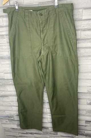 Vintage Vietnam Military Trouser Og 107 Sateen Pants Large Us Army Fatigue