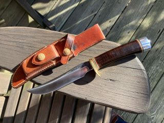 Randall Made Model 3,  Early 60s Knife,  6 " Tool Steel Blade,  Brown Button Sheath