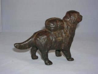 Retriever with Pack Cast Iron Bank - early 1900s 2