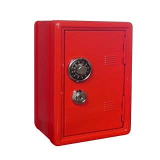 Kid ' s Coin Bank Safe - Single Digit Combination Lock and Key - 7in High Red 2