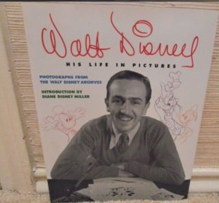 Walt Disney - His Life In Pictures By Russell Schroeder W/drawing And Signed