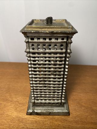 Vintage CAST IRON BUILDING BANK TOWER/Skyscraper - No.  1072 - 5 1/2 inches tall 3