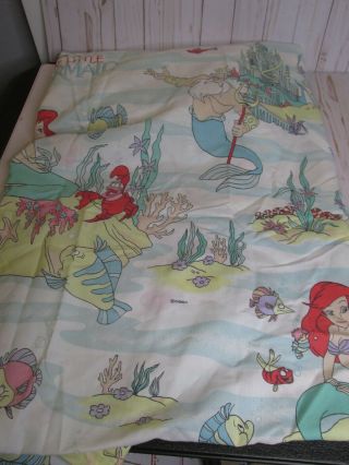 S Vtg 90s Disney The Little Mermaid Twin Fitted Sheet Ariel Craft Cutter Fabric