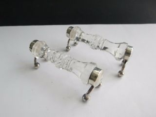 Antique Chester 1930 Solid Silver And Cut Crystal Knife Rests