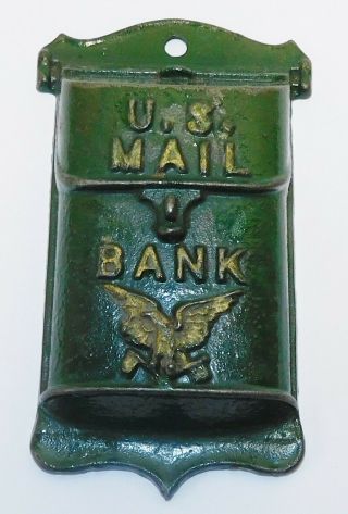 Wonderful Old Cast Iron U.  S.  Mail Hanging Mailbox Still Bank 1921 - 34
