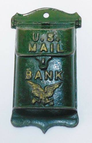 Wonderful old cast iron U.  S.  Mail Hanging Mailbox still bank 1921 - 34 2