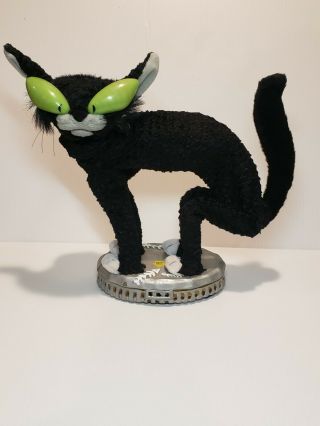Vintage Gemmy Halloween Scrawny Black Alley Cat Fraidy Cat Dances & Sings 2
