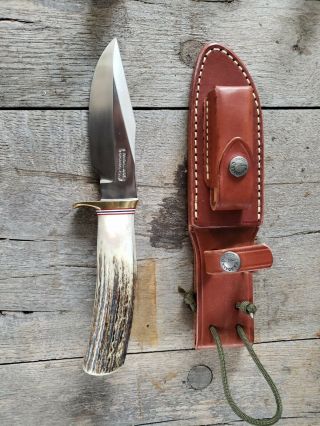 Randall Knife Model 23 - 4.  5 " Gamemaster Stag Handle Brass Hilt