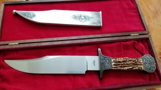 Charles Weiss Handmade Engraved Sheffield Style Bowie Knife With Sheath